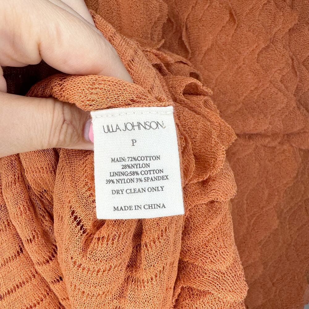 Ulla Johnson Kaelyn Ruffle Scallop Orange Knit Long Maxi Dress P / XS NWT - Picture 8 of 8